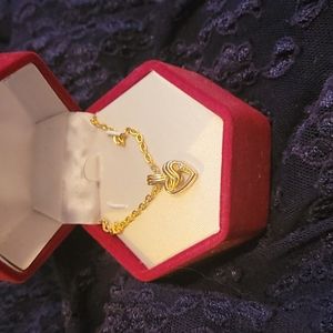Gold Plated Heart with Accent Diamond Necklace in Box